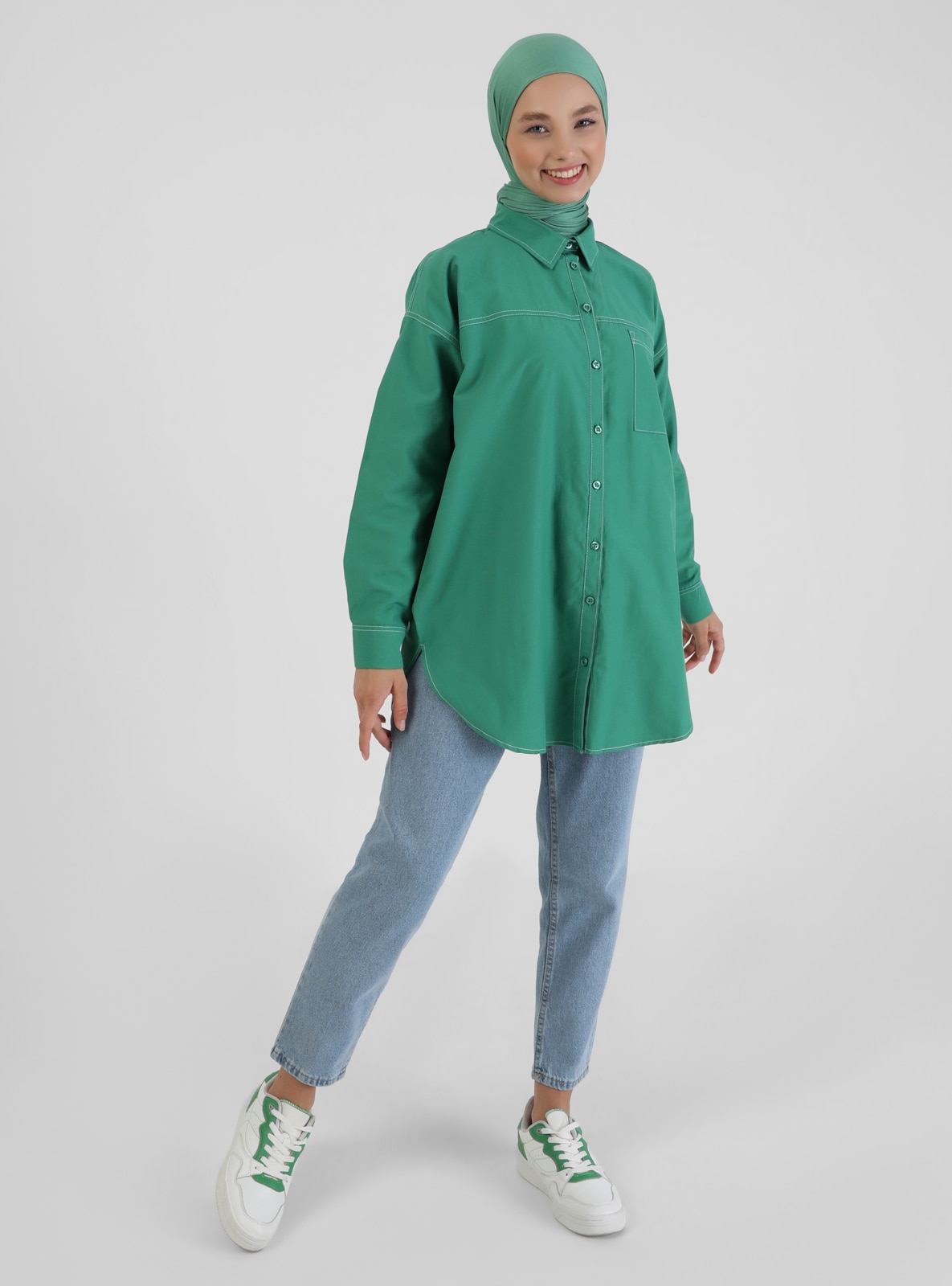 Oversized Poplin Shirt Green