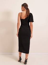 Fully Lined - Black - V neck Collar - Evening Dresses