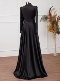 Crystal Hijab Evening Dress Black