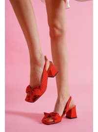 Red Patterned - Heels