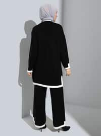 Knitwear Suit With Slit And Stripe Detail Black Off White