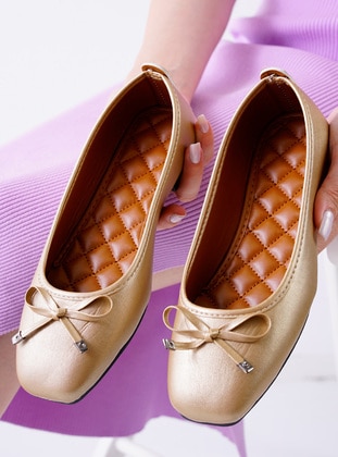 Golden color - Golden color - Flat - Flat Shoes - Ayakkabı Havuzu