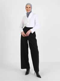 Wide Leg Classic Fabric Pants Black