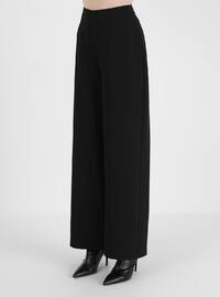 Wide Leg Classic Fabric Pants Black