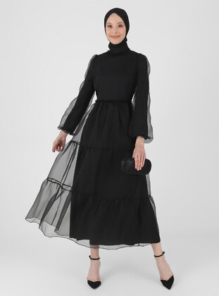 Black - Black - Fully Lined - Fully Lined - Crew neck - Crew neck - Modest Evening Dress - Fashion Showcase Design