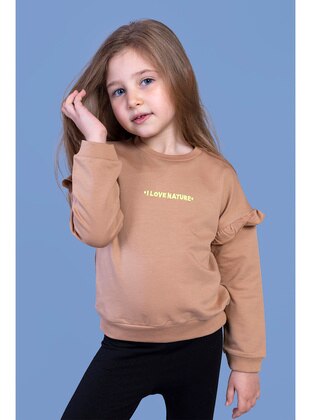 Brown - Girls` Sweatshirt - Toontoy