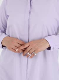 Purple - Button Collar - Polo - Point Collar - Plus Size Tunic