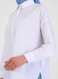Button Detailed Poplin Shirt Off White