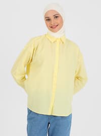 Button Detailed Poplin Shirt Yellow