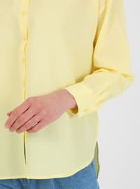 Button Detailed Poplin Shirt Yellow