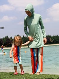 Full Covered Hijab Swimsuit Khaki