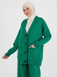 Cardigan&Pants Knitwear Co-Ord Set Green
