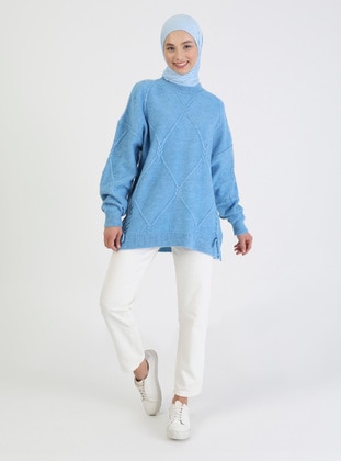 Soft Pullover Deep Blue With Navyng Detail
