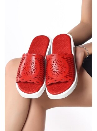 Red - Sandal - Slippers - Artı Artı Ayakkabı