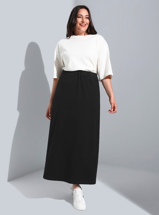 Black - Plaid - Unlined - Plus Size Skirt - Alia