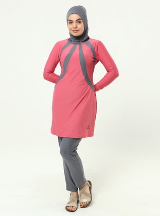 Pink - Fully Lined - Full Coverage Swimsuit Burkini - Ranuna