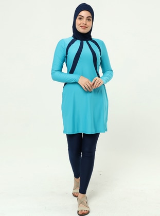 Turquoise - Fully Lined - Full Coverage Swimsuit Burkini - Ranuna