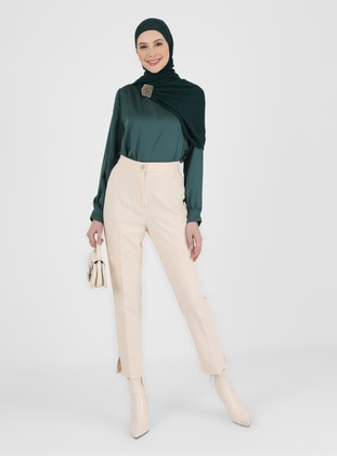 Classic Trousers With Slit Detail Light Beige