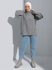 Turtleneck Sweater Pullover Silver