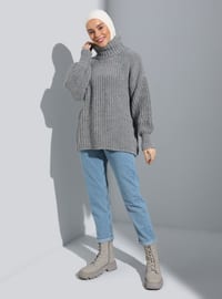 Turtleneck Sweater Pullover Silver