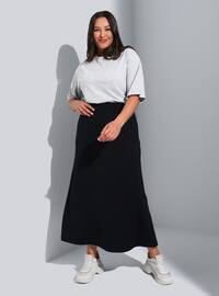 Navy Blue - Plaid - Unlined - Plus Size Skirt