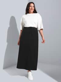 Black - Plaid - Unlined - Plus Size Skirt