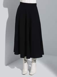 Tweed Fabric Bell Skirt Black