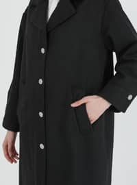 Black - Fully Lined - Double-Breasted - Coat