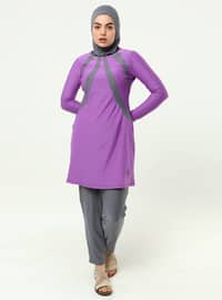 Lilac - Fully Lined - Full Coverage Swimsuit Burkini