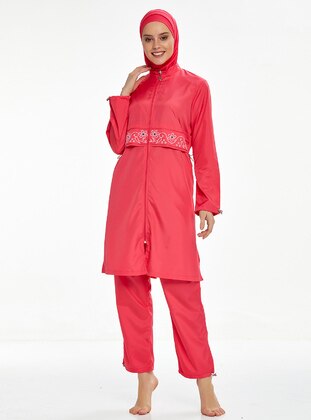 Coral - Fully Lined - Full Coverage Swimsuit Burkini - Rozamay