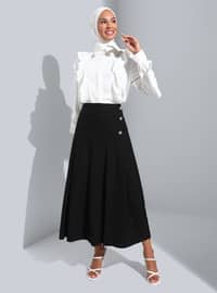Evening Evening Skirt With Stone Button Detail Black