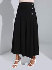 Evening Evening Skirt With Stone Button Detail Black