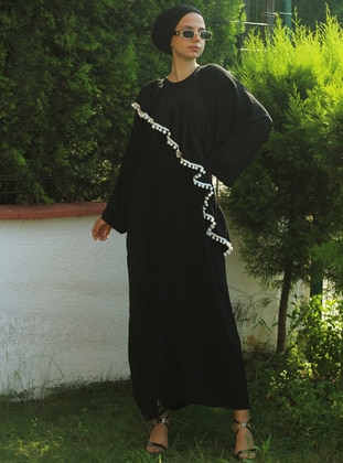 Black - Unlined - Modest Dress - Merve Aydın