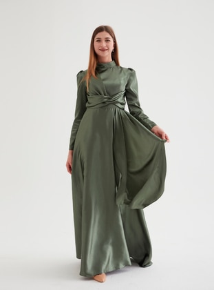 Alina Hijab Evening Dress Khaki