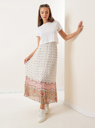 Mink - Polka Dot - Fully Lined - Skirt - By Saygı
