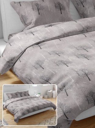 Gray - Duvet Set: 2 Pillowcases & 1 Duvet Cover - Tofisa