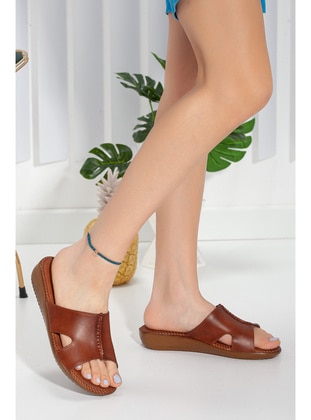 Tan - Sandal - Slippers - Artı Artı Ayakkabı