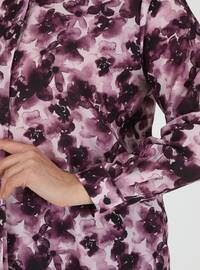 Plus Size Floral Patterned Tunic Purple