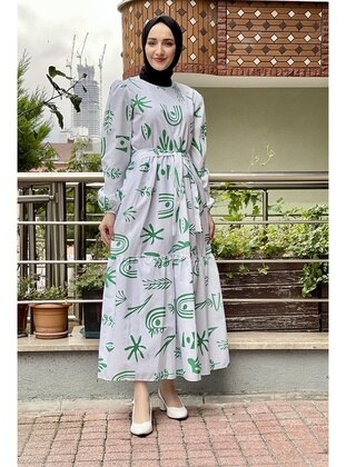 Green - Modest Dress - MODAPİNHAN