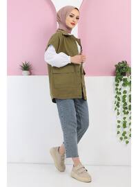 Green - Fully Lined - Crew neck - Vest
