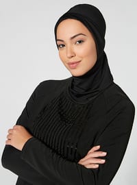 Sequin Embroidered Hijab Swimsuit Black