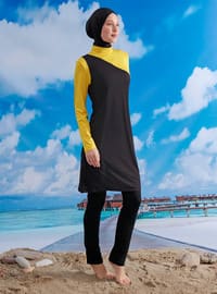 أصفر- أسود - ملابس السباحة للمحجبات