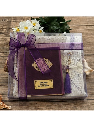 Mother'S Day Gift Quran, Silk Satin Prayer Rug, Pearl Rosary Tasbih, Acetate In A Box (26×23) Set