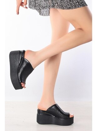 Black - Sandal - Slippers - Artı Artı Ayakkabı