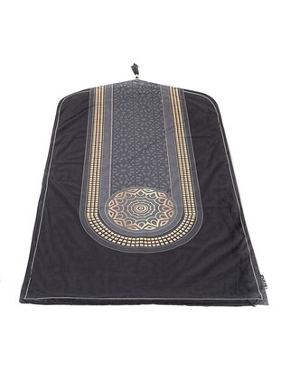 Lined Middle East Velvet Prayer Rug Black 63×116 Cm 268 Gr
