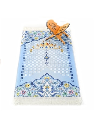 Children's Prayer Rug Nabawi - Blue 82×45 Cm 110 Gr - With A Rosary Tasbih Gift