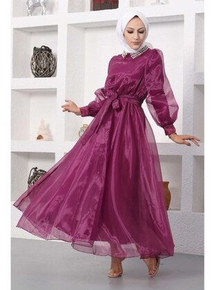 Purple - Fully Lined - Modest Evening Dress - İmaj Butik
