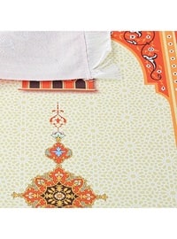 Children's Prayer Rug Jerusalem Orange 82×45 Cm 110 Gr- With A Rosary Tasbih Gift