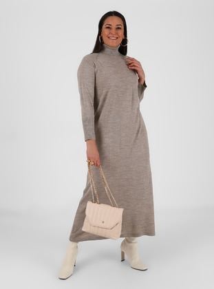 Mink - Polo neck - Plus Size Knit Dresses - Alia
