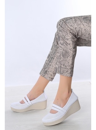 White - Flat - Casual Shoes - Artı Artı Ayakkabı